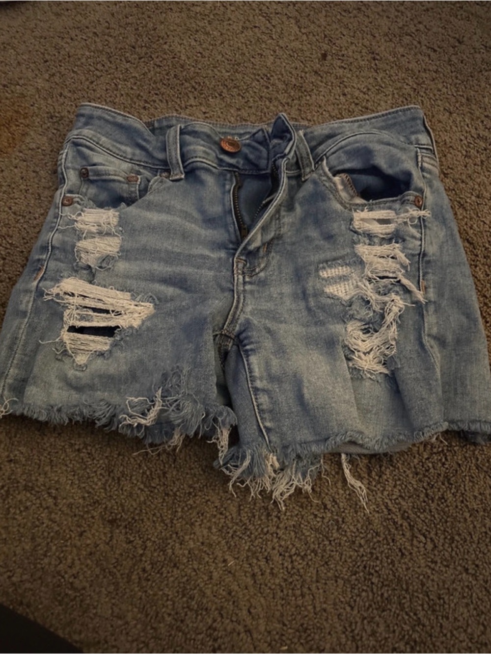 Distressed Light Blue Denim Women’s Shorts